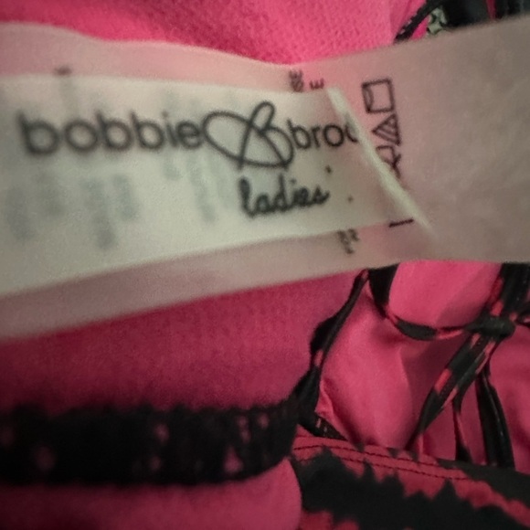 Bobbie Brooks Black and Pink Halter Bathing Suit Top - Picture 4 of 4